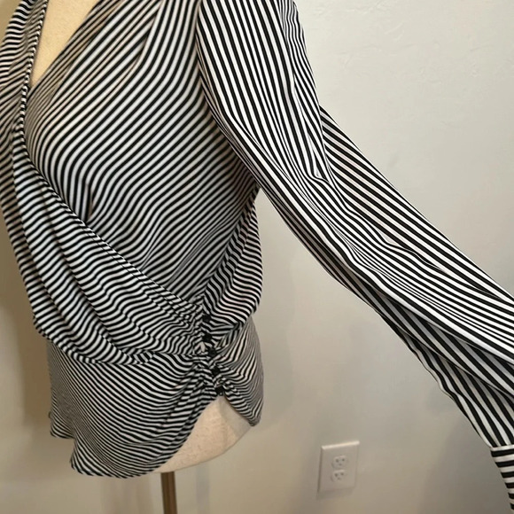 BADGLEY MISCHKA STRIPED WRAP BLOUSE - Picture 4 of 10